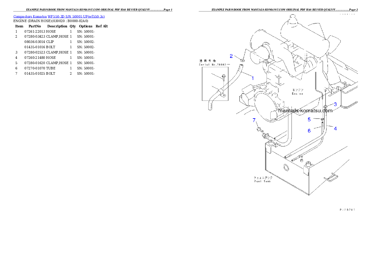 WF550-3D S/N 50001-UP Partsbook