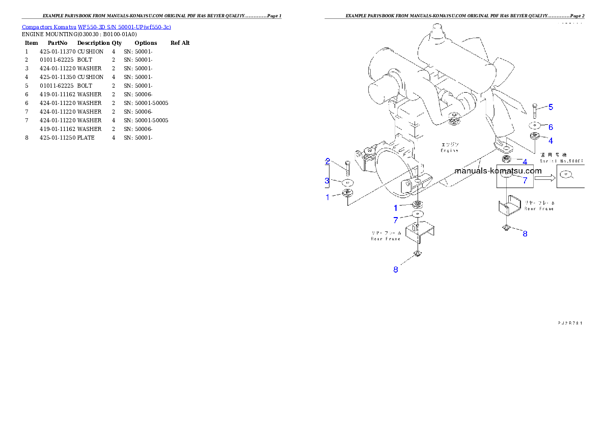 WF550-3D S/N 50001-UP Partsbook