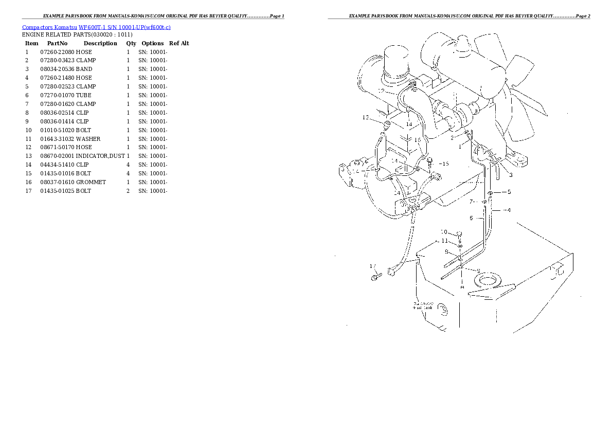 WF600T-1 S/N 10001-UP Partsbook