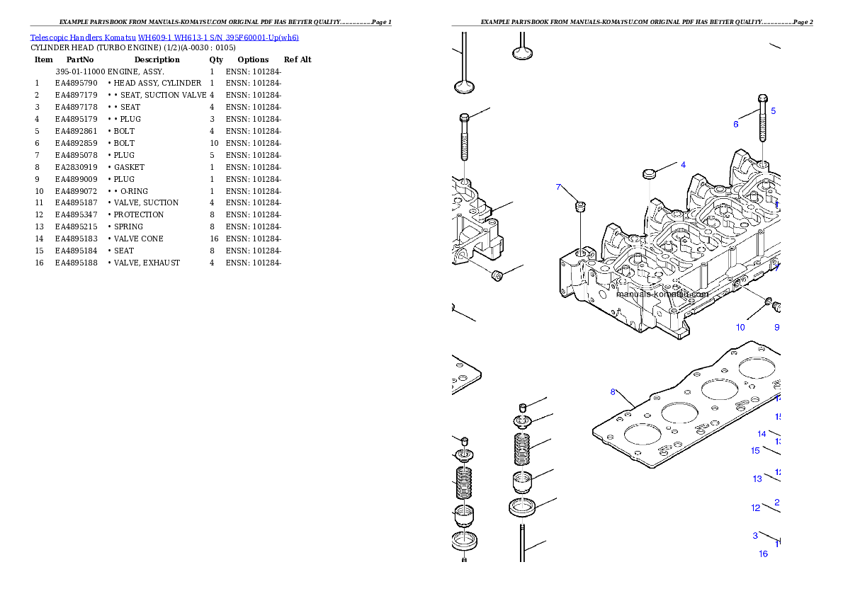 WH609-1 WH613-1 S/N 395F60001-Up Partsbook