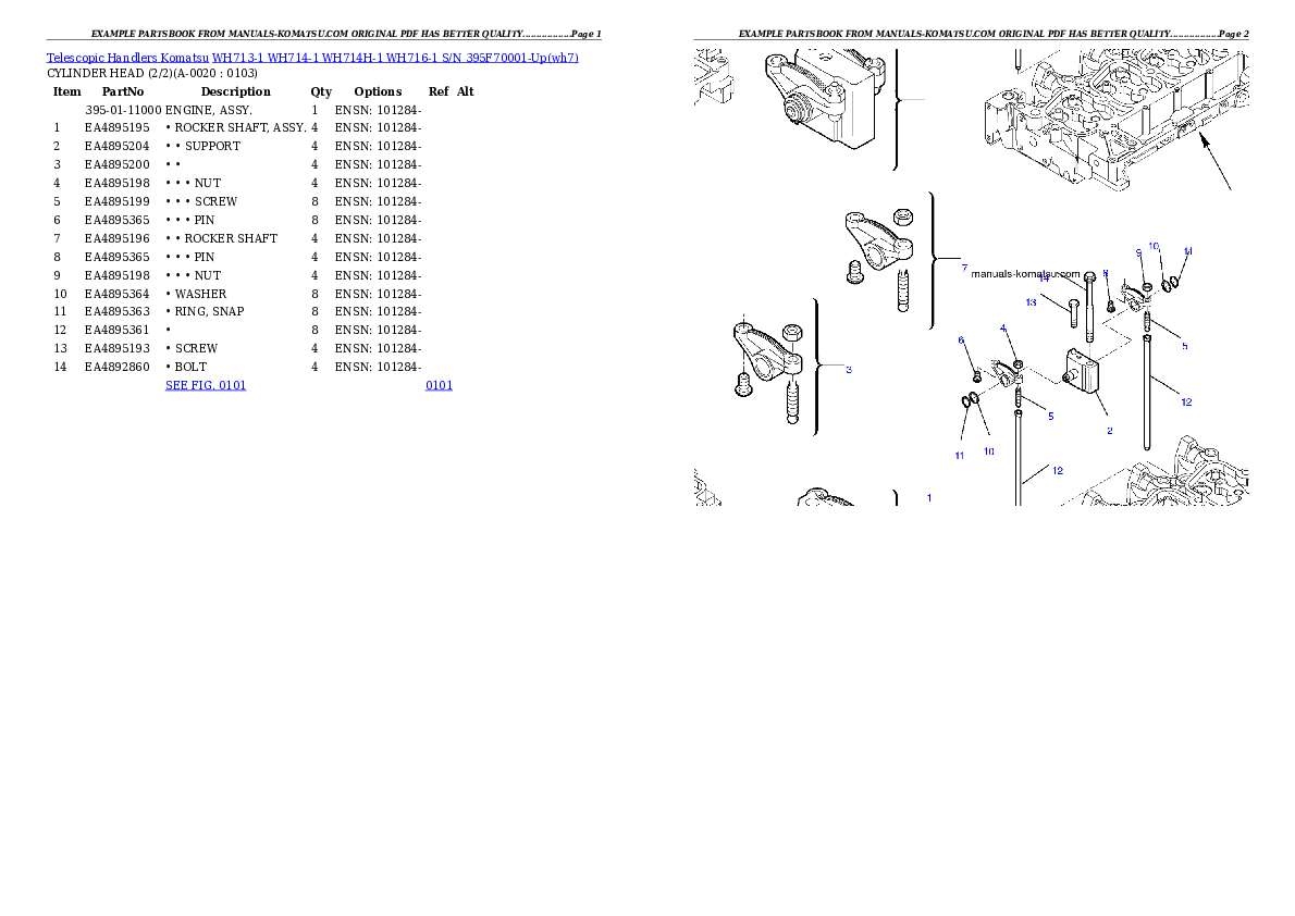 WH713-1 WH714-1 WH714H-1 WH716-1 S/N 395F70001-Up Partsbook