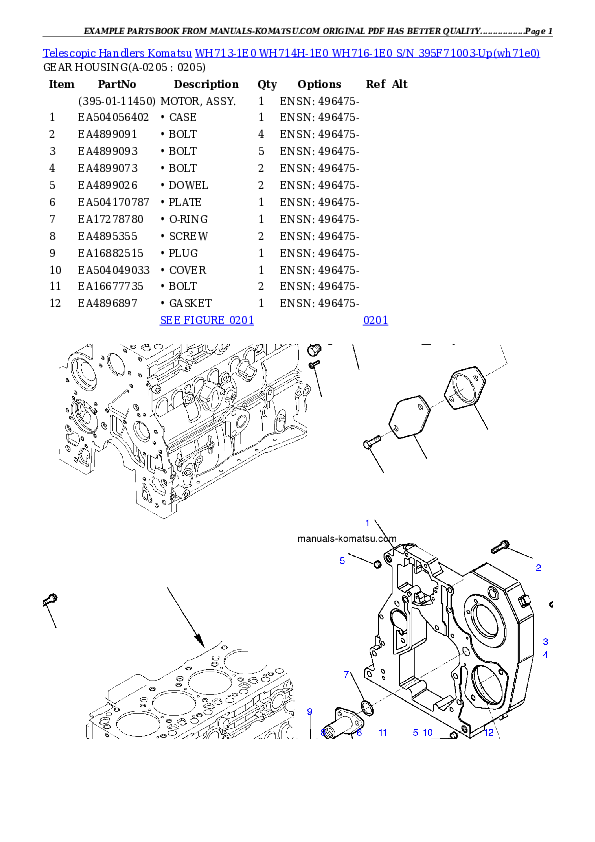Protected: WH713-1E0 WH714H-1E0 WH716-1E0 S/N 395F71003-Up Partsbook