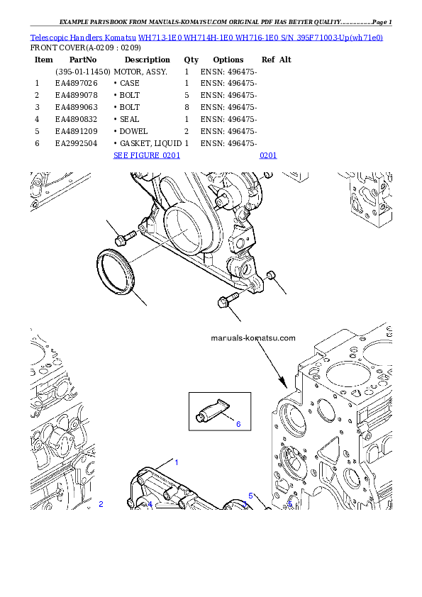 Protected: WH713-1E0 WH714H-1E0 WH716-1E0 S/N 395F71003-Up Partsbook