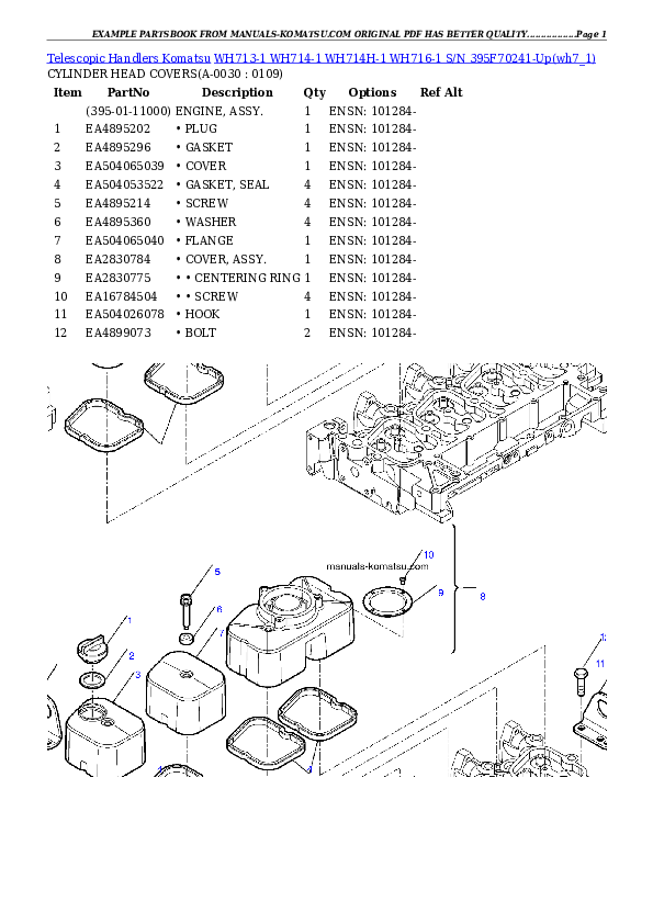 WH713-1 WH714-1 WH714H-1 WH716-1 S/N 395F70241-Up Partsbook