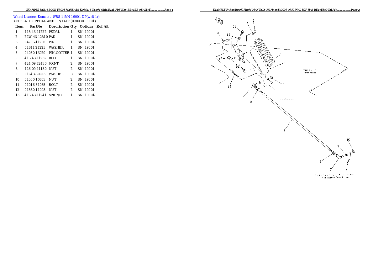 WR8-1 S/N 19001-UP Partsbook