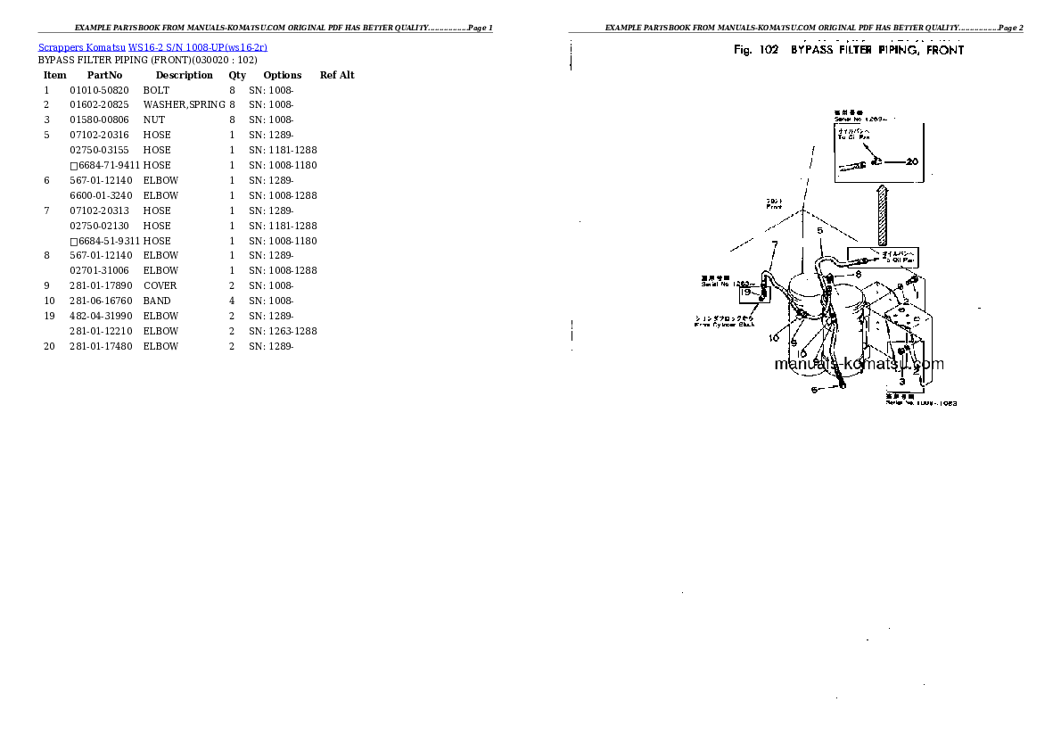 WS16-2 S/N 1008-UP Partsbook