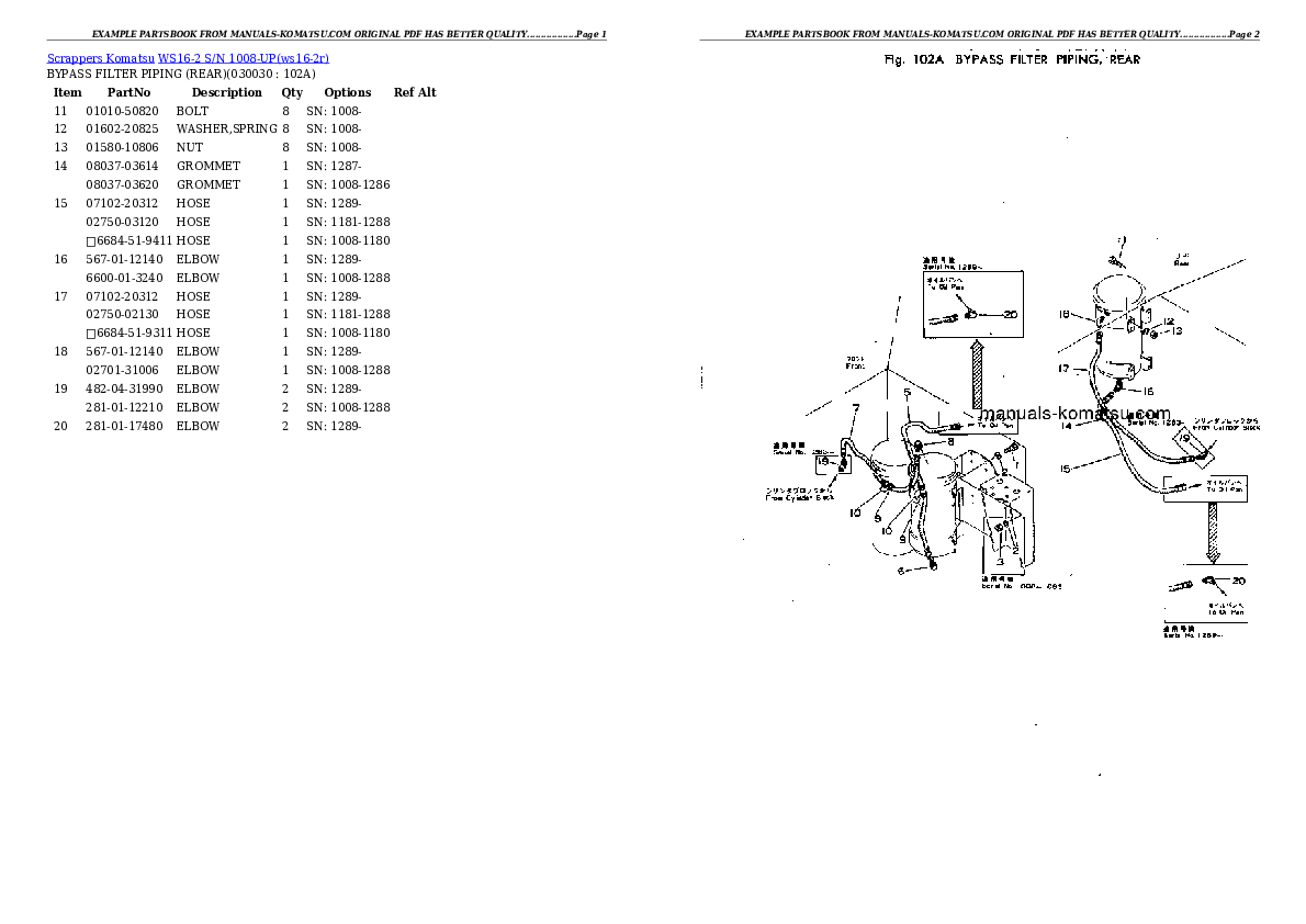 WS16-2 S/N 1008-UP Partsbook