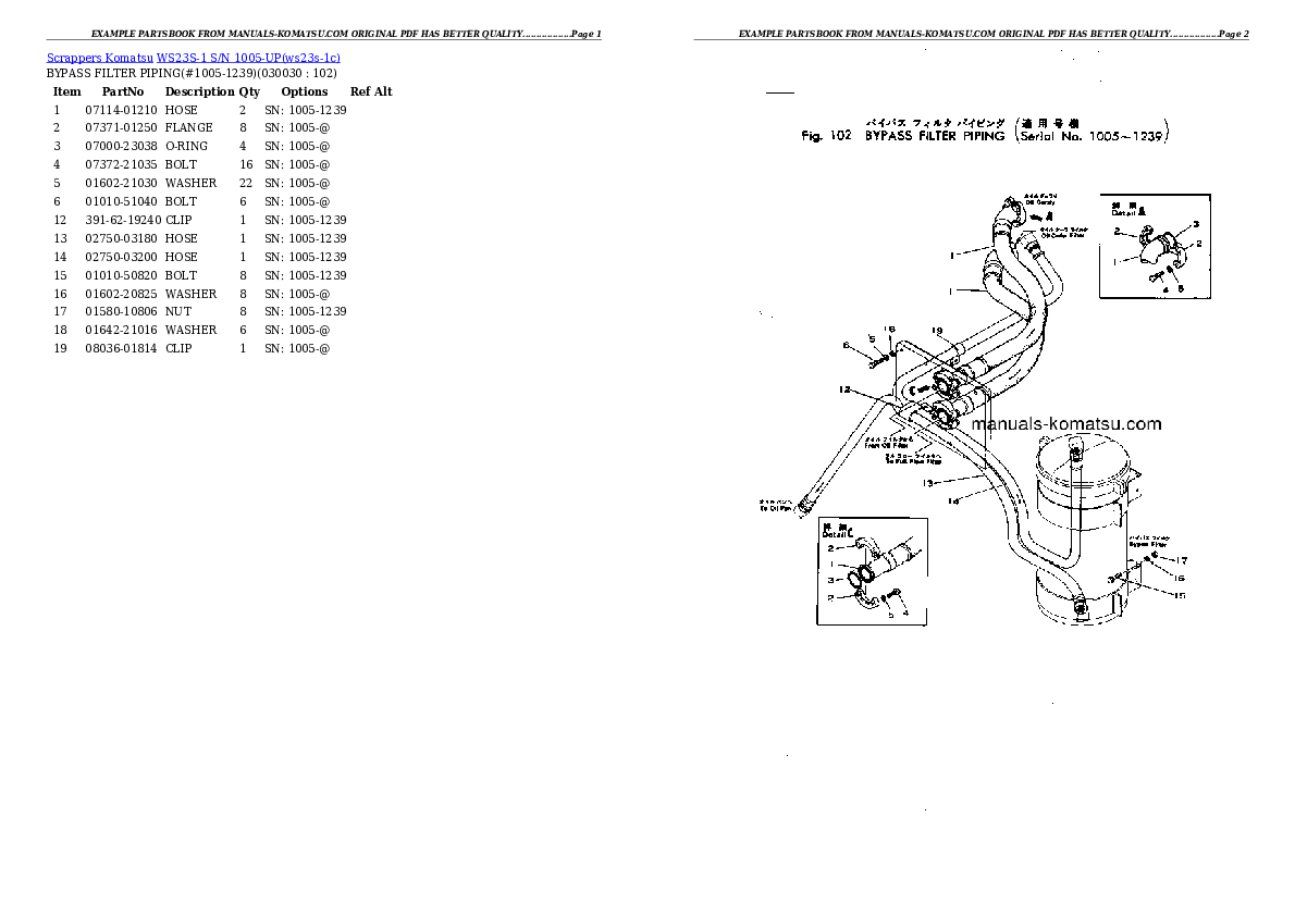 WS23S-1 S/N 1005-UP Partsbook