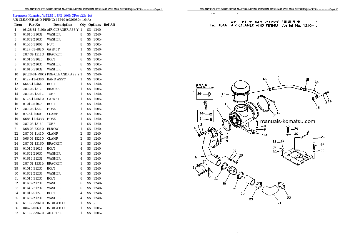 Protected: WS23S-1 S/N 1005-UP Partsbook