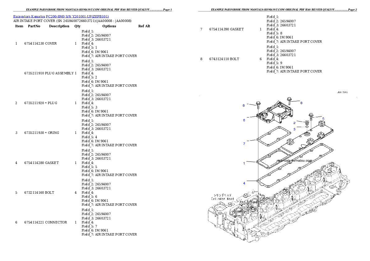 Protected: PC200-8M0 S/N Y201001-UP Partsbook