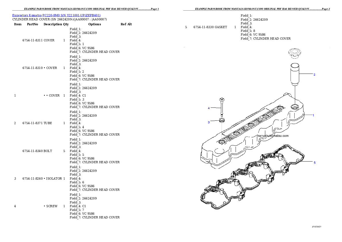Protected: PC220-8M0 S/N Y221001-UP Partsbook