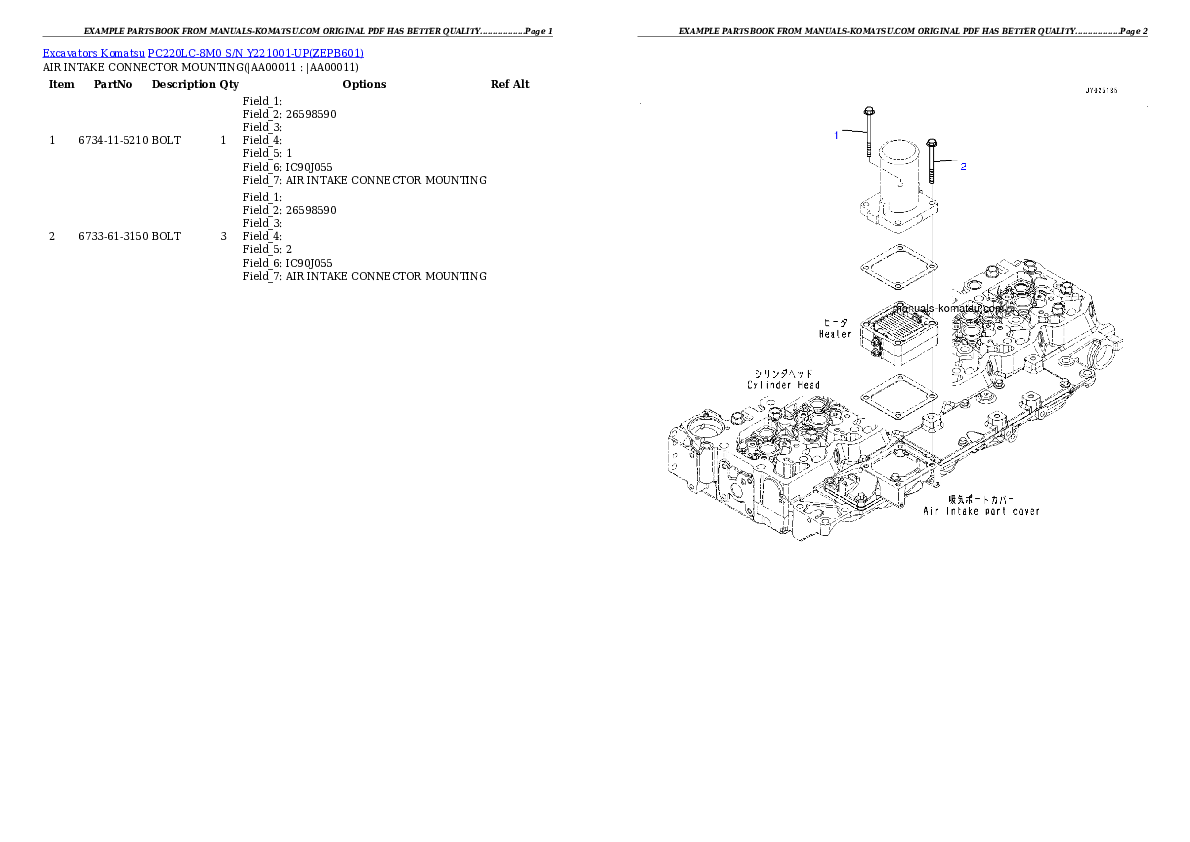 Protected: PC220LC-8M0 S/N Y221001-UP Partsbook