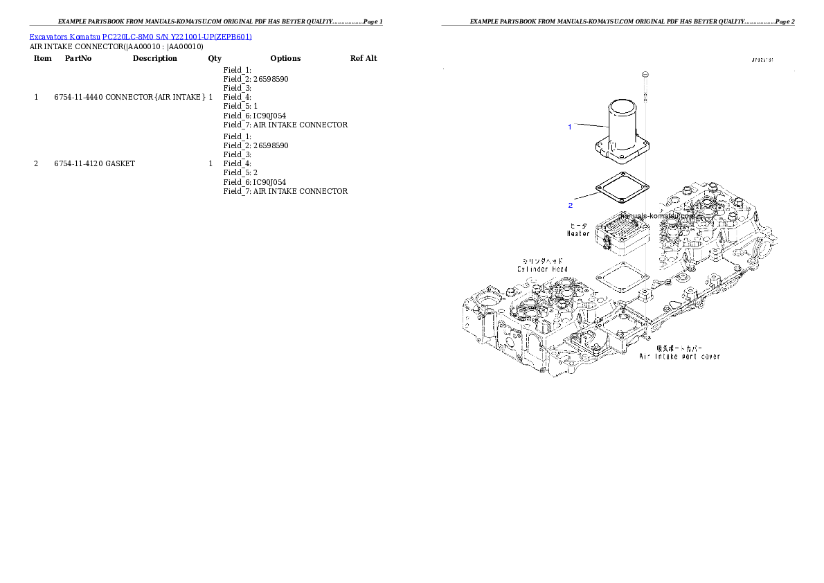 Protected: PC220LC-8M0 S/N Y221001-UP Partsbook