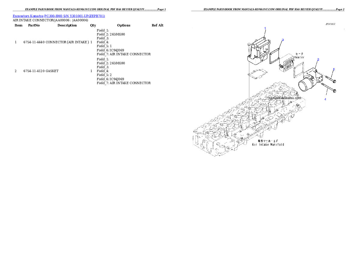 Protected: PC300-8M0 S/N Y301001-UP Partsbook