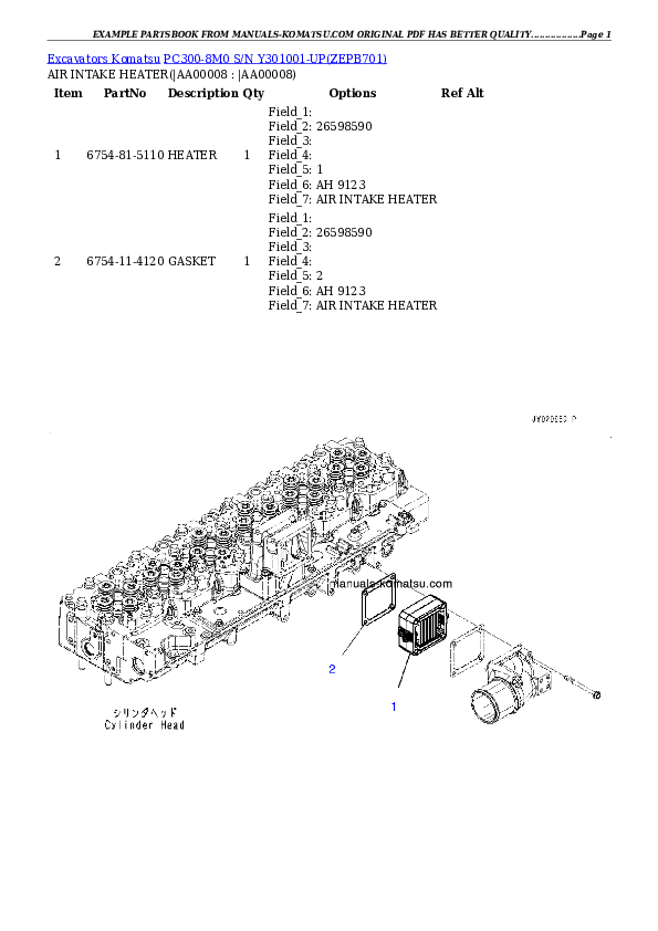 Protected: PC300-8M0 S/N Y301001-UP Partsbook