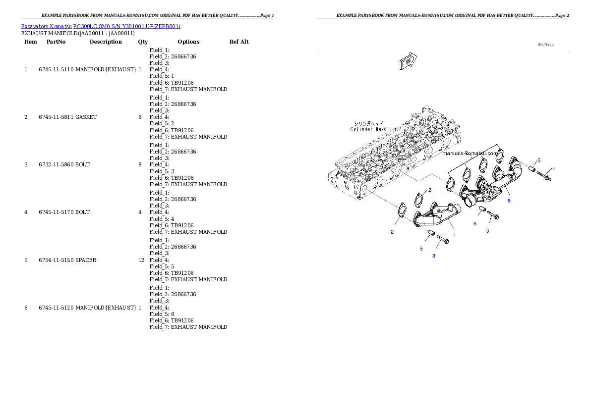 Protected: PC300LC-8M0 S/N Y301001-UP Partsbook