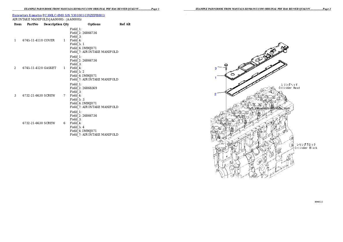 Protected: PC300LC-8M0 S/N Y301001-UP Partsbook