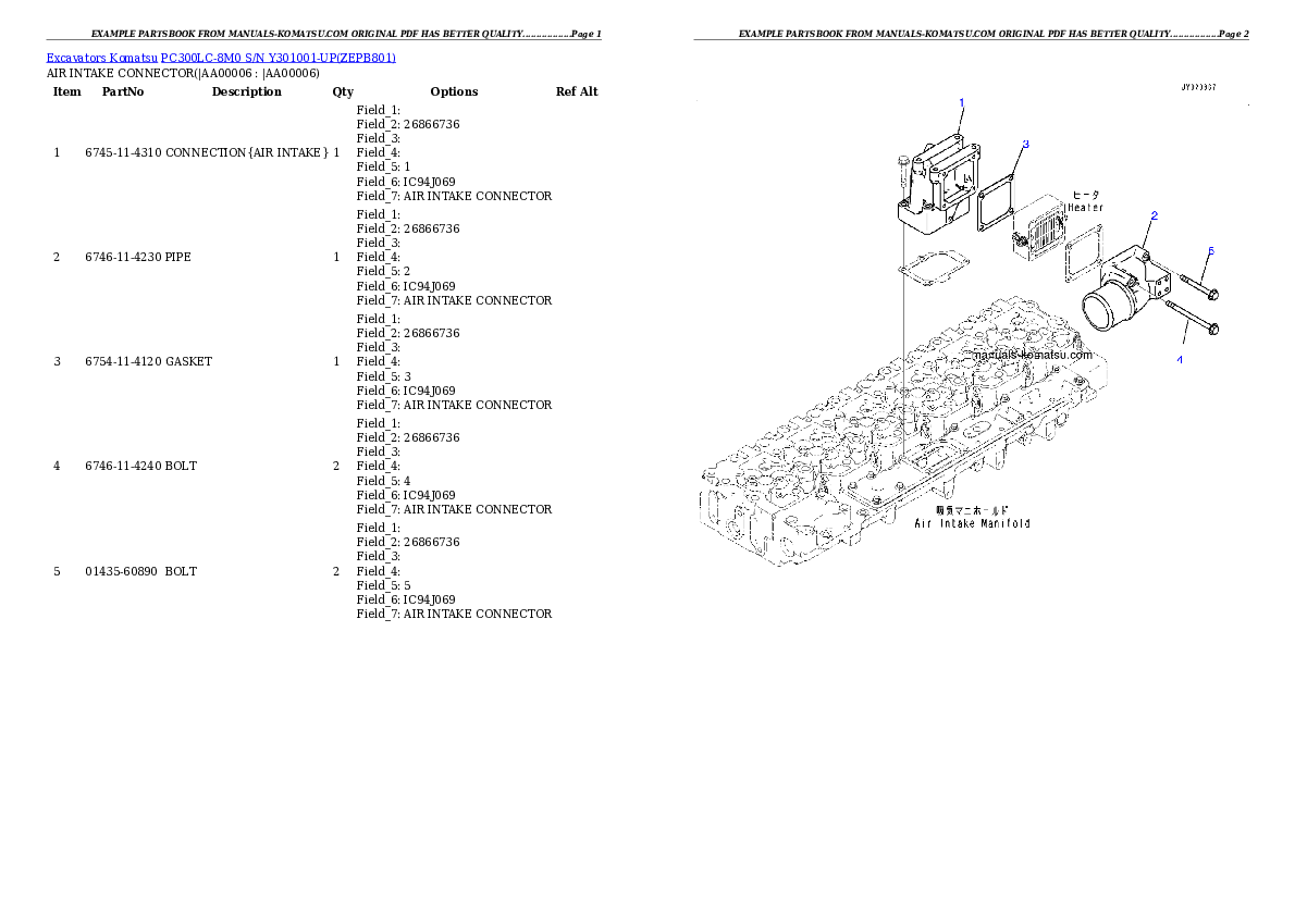 Protected: PC300LC-8M0 S/N Y301001-UP Partsbook