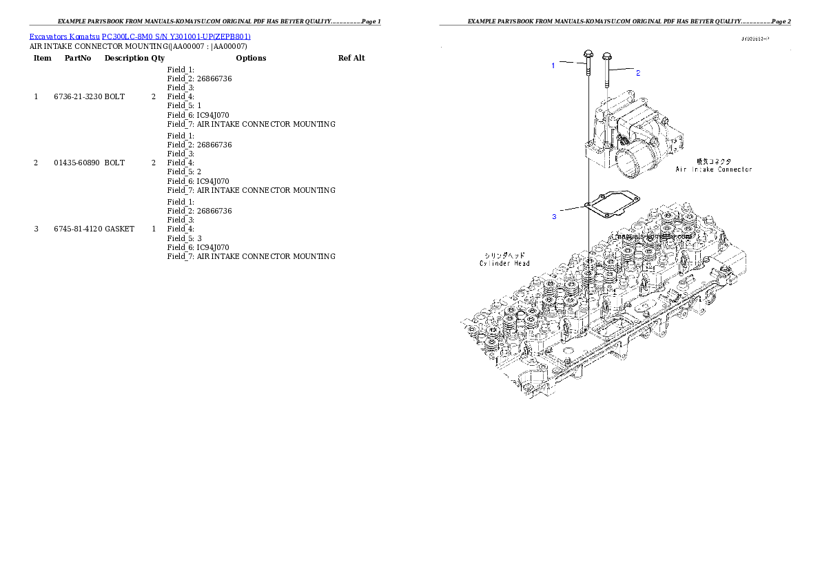 Protected: PC300LC-8M0 S/N Y301001-UP Partsbook