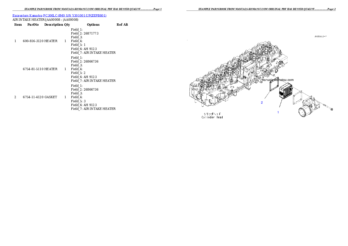 Protected: PC300LC-8M0 S/N Y301001-UP Partsbook