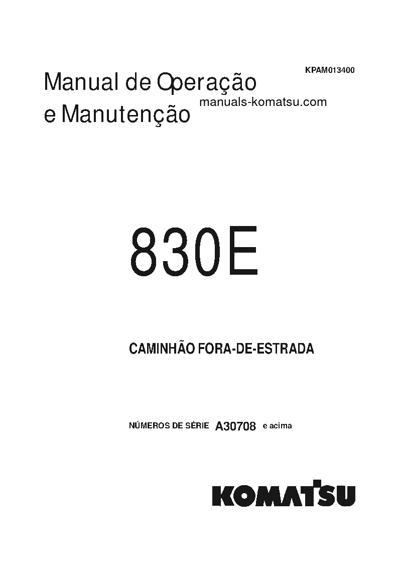 830E(USA) S/N A30708-A30732 Operation manual (Portuguese)