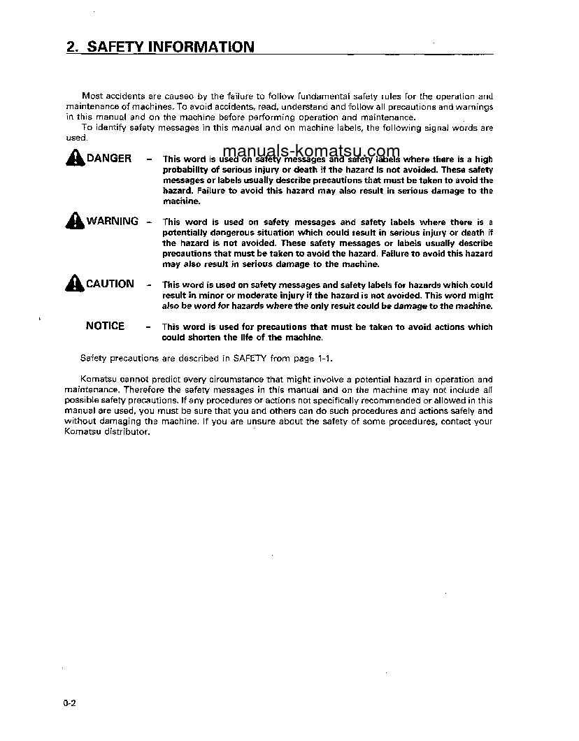 Protected: WA800-2(USA)-L S/N A20001-A20019 Operation manual (English)