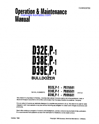 D32E-1(USA) S/N P075501-P075717 Operation manual (English)