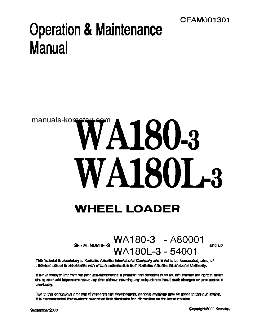 WA180L-3(JPN) S/N 54001-UP Operation manual (English)