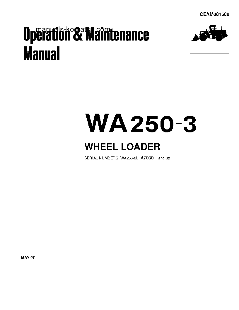 WA250-3(USA)-L S/N A70001-UP Operation manual (English)