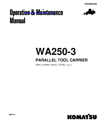 WA250PT-3(USA)-L S/N A75001-UP Operation manual (English)