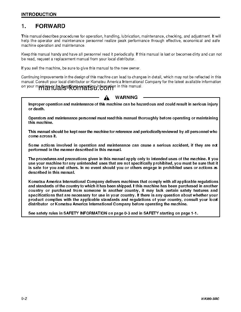 Protected: WA380-3(USA)-MC S/N A51001-UP Operation manual (English)