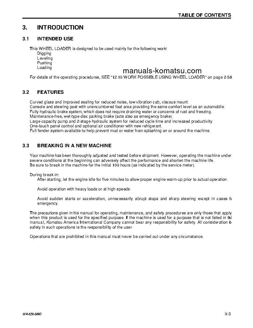 Protected: WA420-3(USA)-MC S/N A31001-UP Operation manual (English)