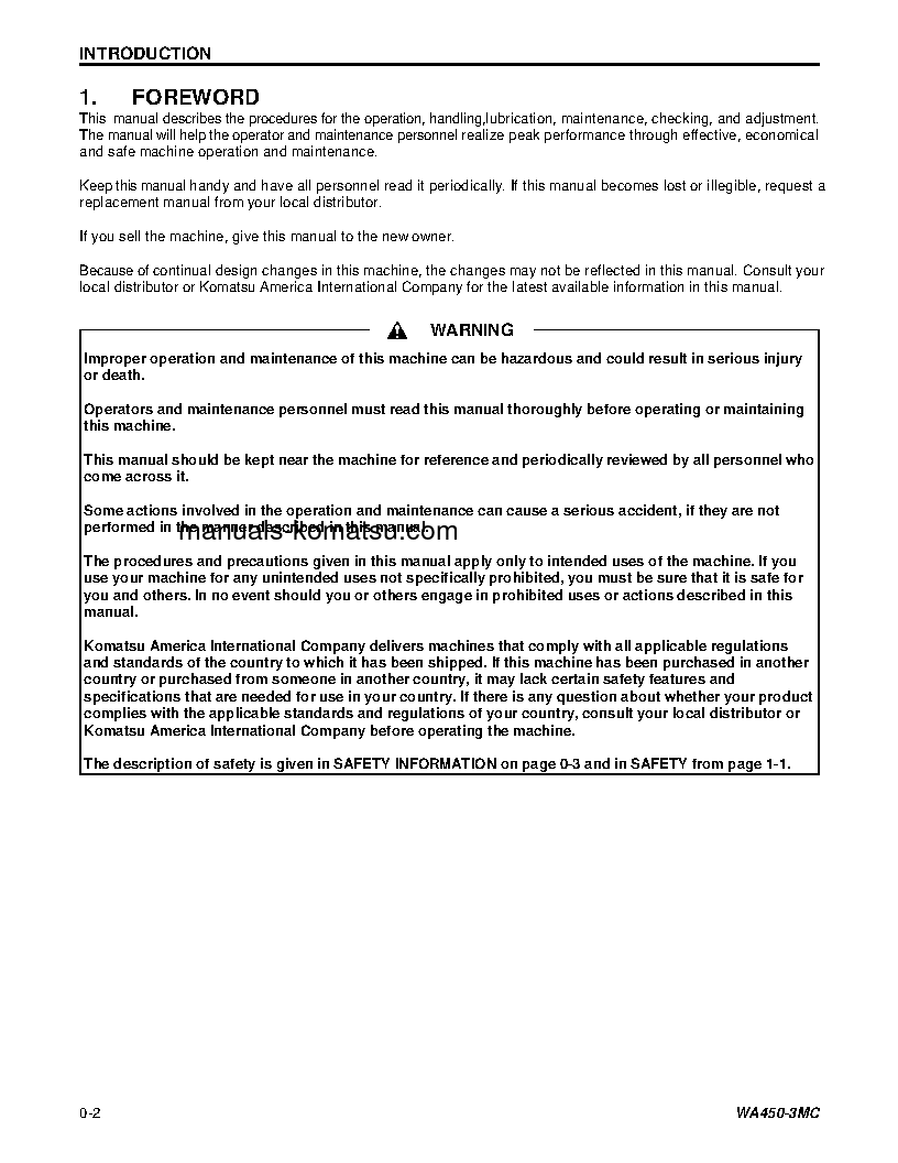Protected: WA450-3(USA)-MC S/N A31001-UP Operation manual (English)