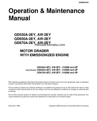 GD530AW-2(USA)-E S/N 210098-UP Operation manual (English)