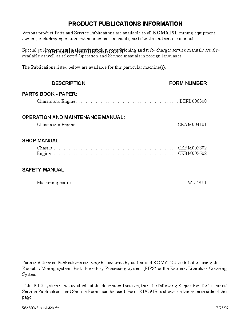 Protected: WA800-3(USA)-LC S/N A50001-UP Operation manual (English)