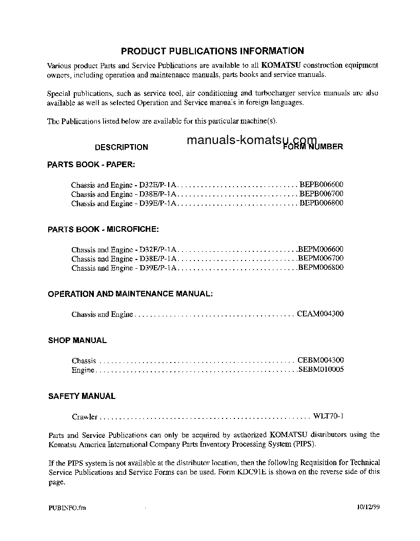 Protected: D38E-1(USA)-A S/N P086239-UP Operation manual (English)