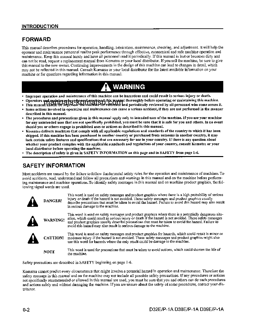 Protected: D38E-1(USA)-A S/N P086239-UP Operation manual (English)