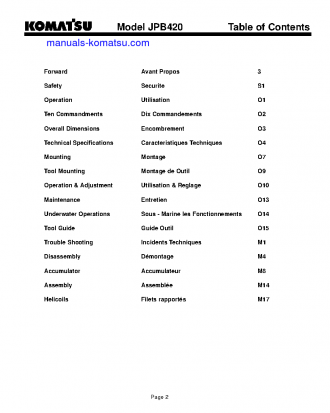 JPB420(USA) S/N ALL Operation manual (English)