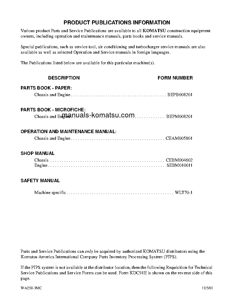 Protected: WA250-3(USA)-MC S/N A71001-UP Operation manual (English)