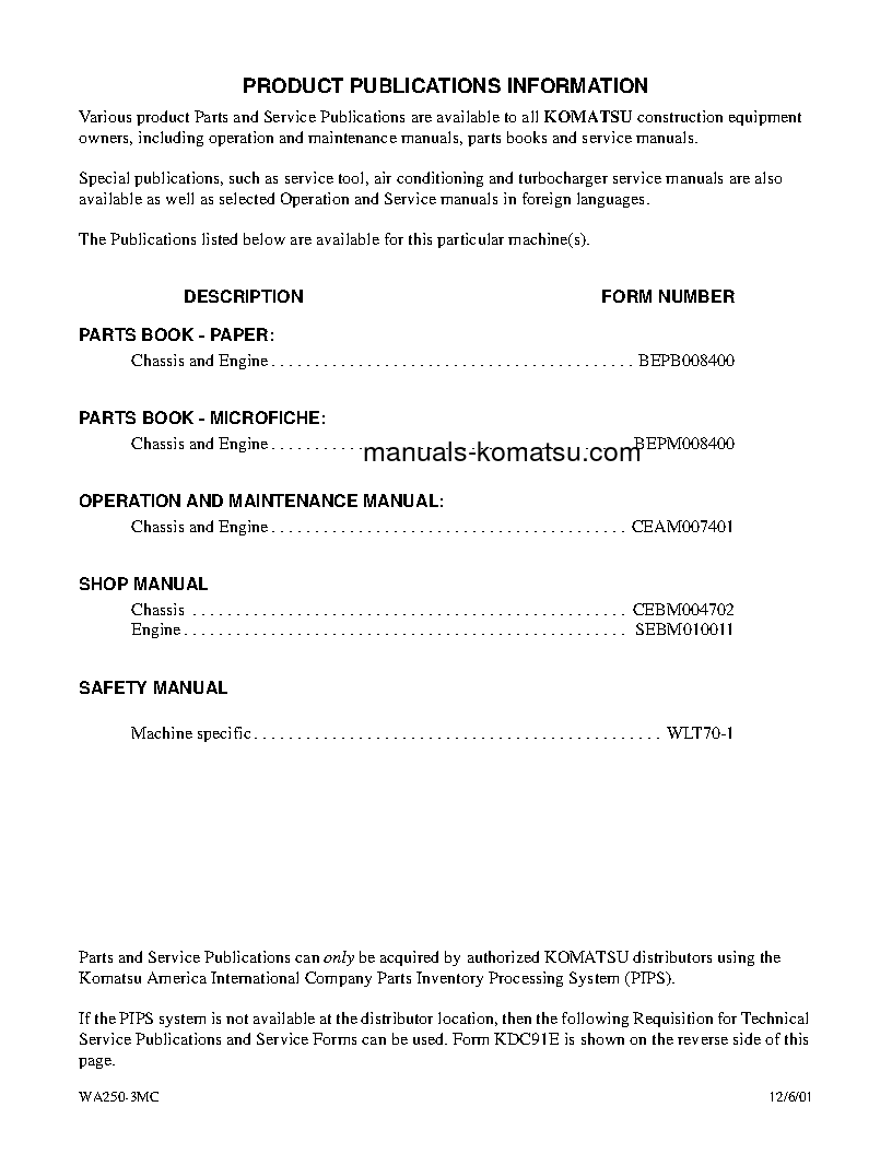 Protected: WA250PT-3(USA)-MC S/N A78001-UP Operation manual (English)