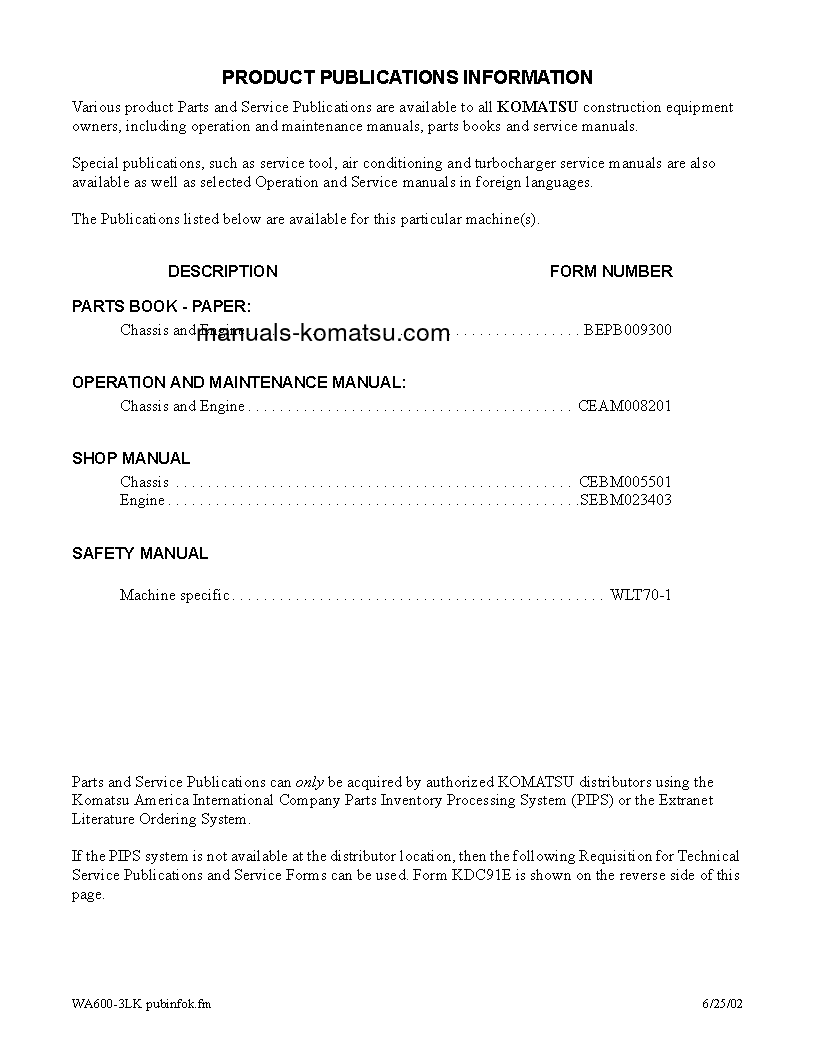 Protected: WA600-3(USA)-LK S/N A53001-UP Operation manual (English)