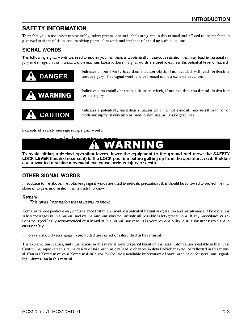 Protected: PC300LC-7(USA)-L S/N A85001-UP Operation manual (English)