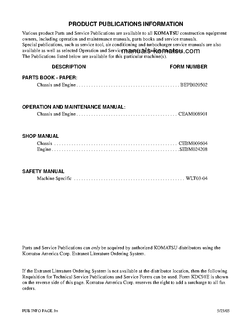 Protected: WA450-5(USA)-L S/N A36001-UP Operation manual (English)