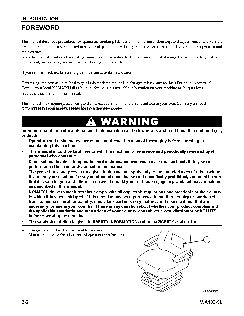 Protected: WA400-5(USA)-L S/N A40001-UP Operation manual (English)