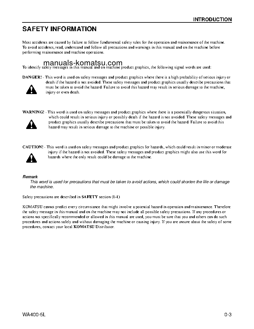 Protected: WA400-5(USA)-L S/N A40001-UP Operation manual (English)