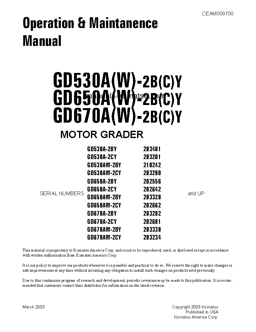 GD670A-2(USA)-CY S/N 202681-UP Operation manual (English)