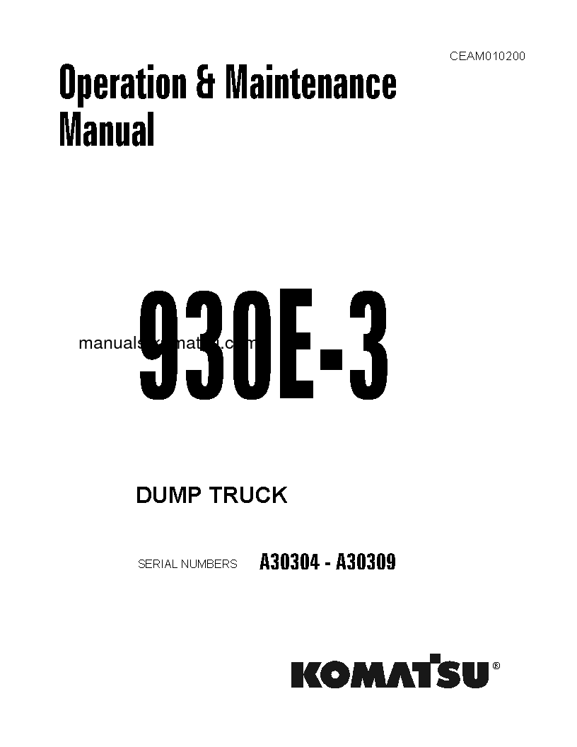 930E-3(USA) S/N A30304-A30309 Operation manual (English)