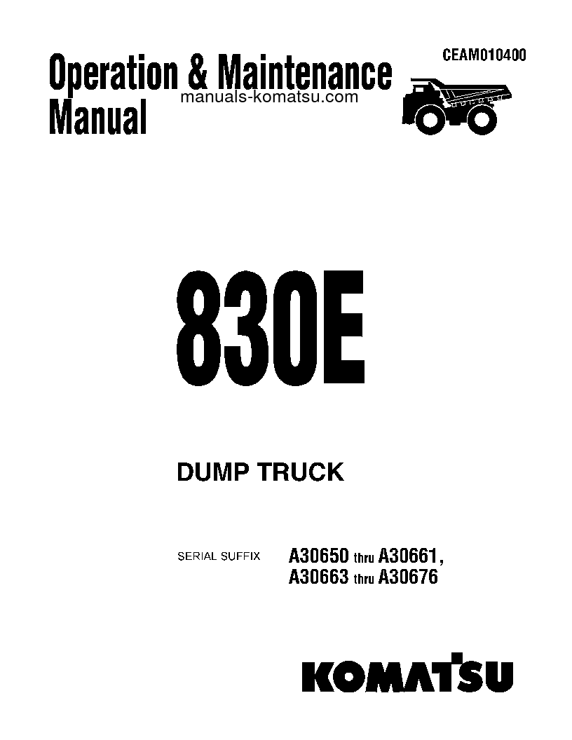 830E(USA) S/N A30650-A30661 Operation manual (English)
