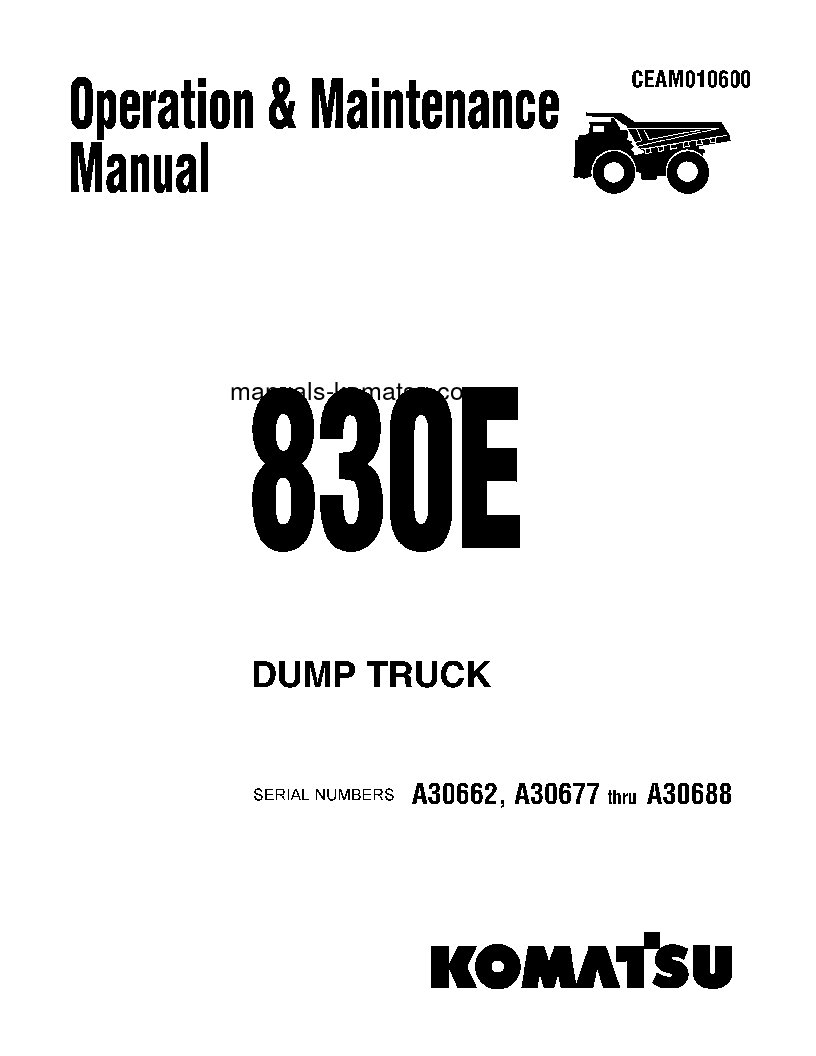 830E(USA) S/N A30662 Operation manual (English)