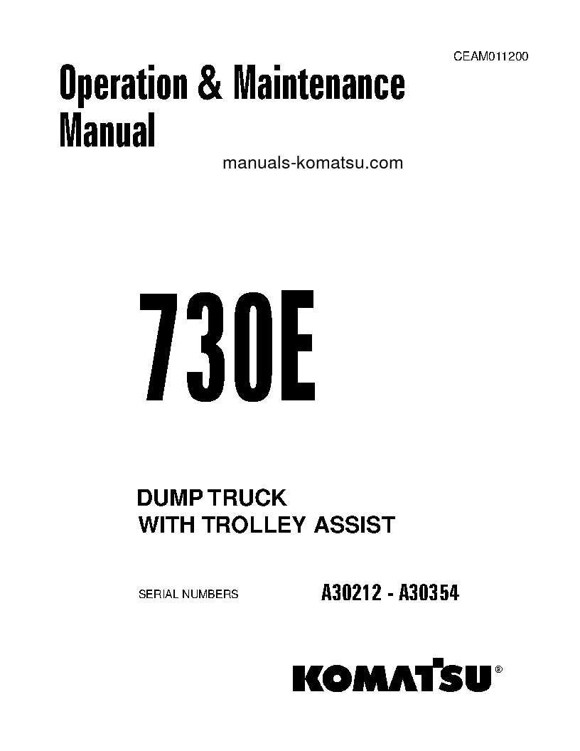 730E(USA) S/N A30212-A30354 Operation manual (English)